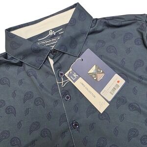 Boston Scott Golf Polo Mens Small Paisley Print Poly‎ Spandex Modern Fit UPF 50